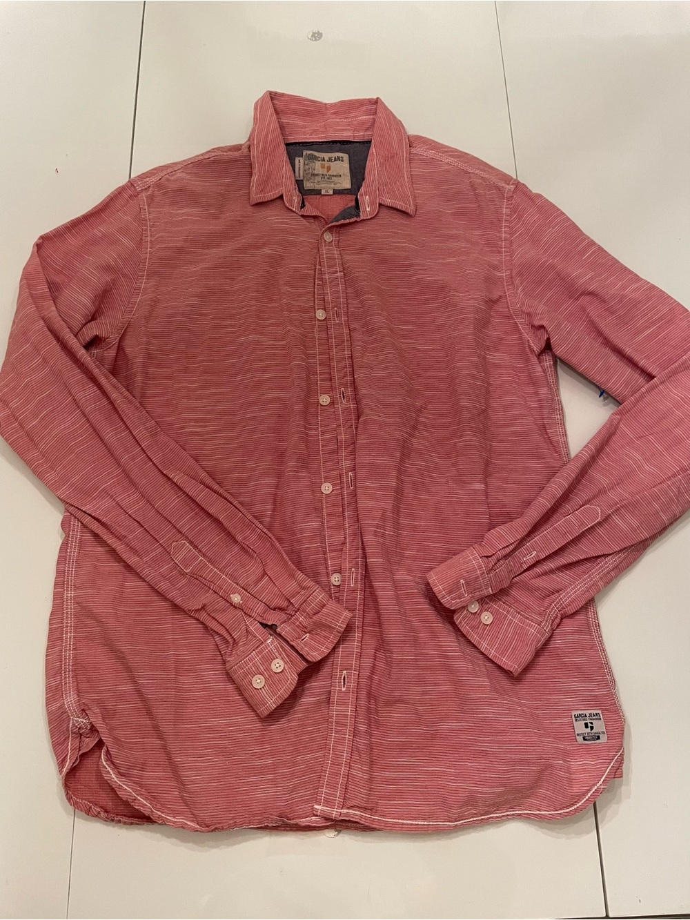 Red Long-Sleeve Button-Up Shirt